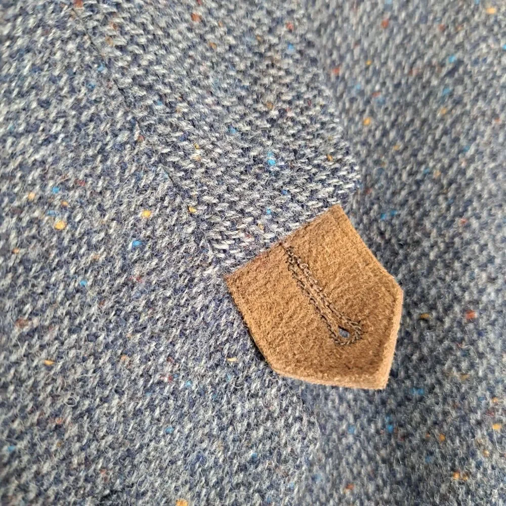 Vtg Stafford Sport Coat DONEGAL Wool TWEED Jacket LEATHER Elbow Patch Blazer 39R